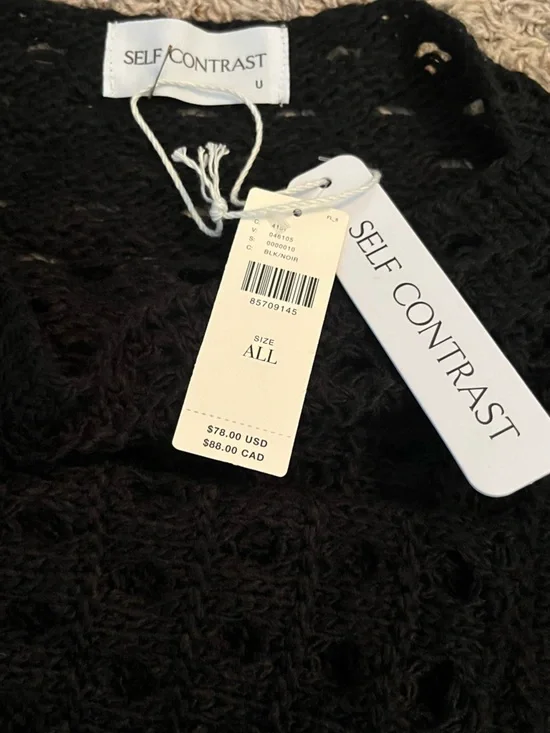 NWT ANTHROPOLOGIE Self-Contrast Open Weave Shrug in Black One Size Fits Most - Picture 4 of 9